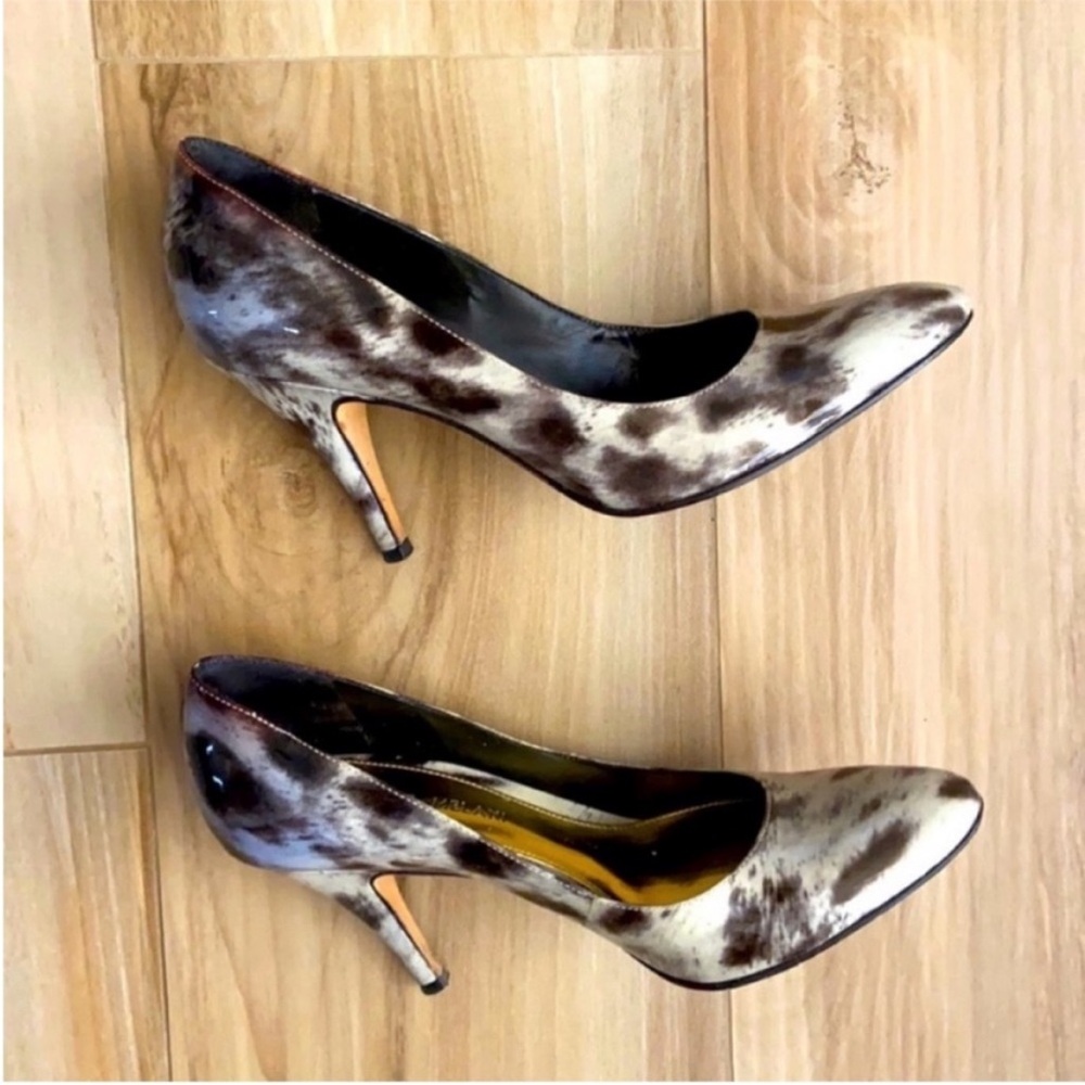 Antonio Melani patent leather animal print pumps